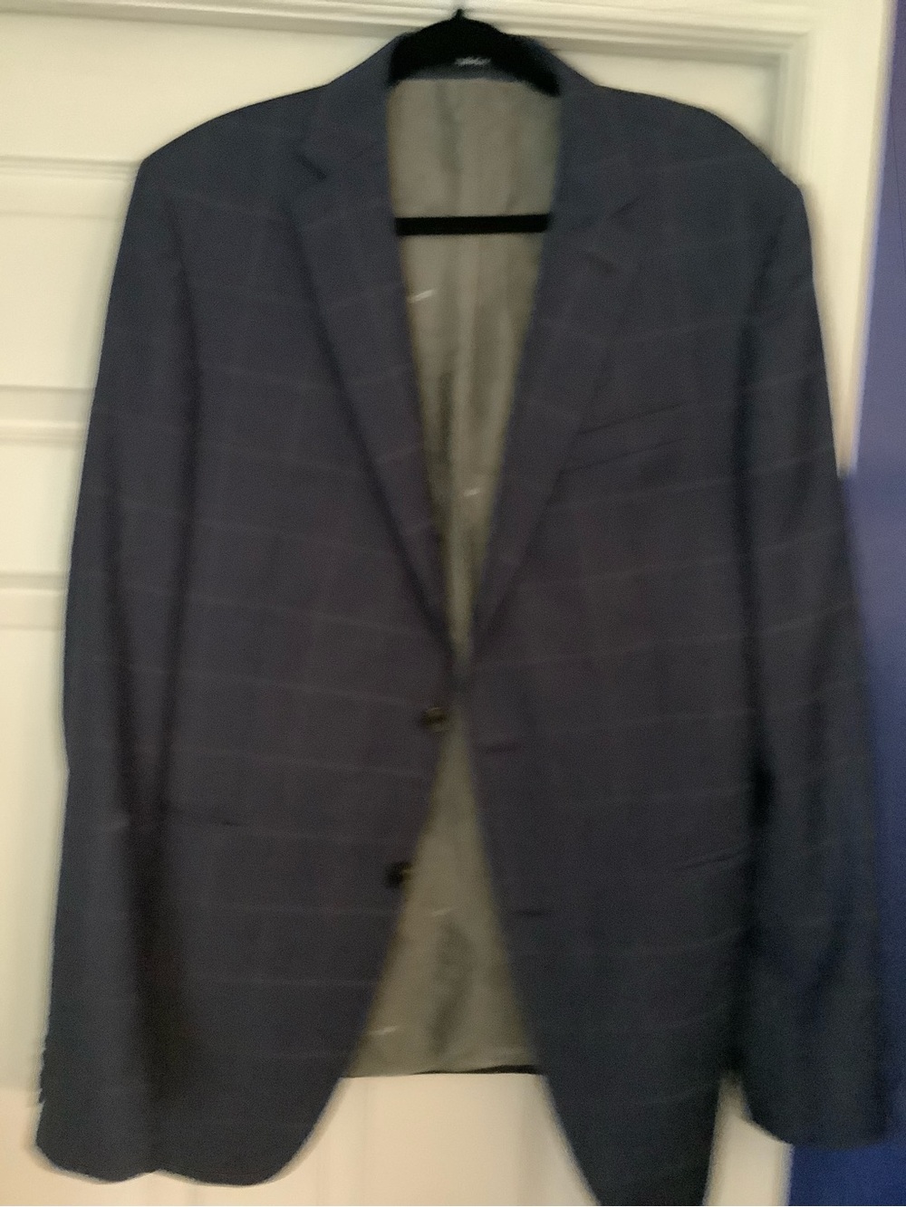 Joop! Blue Windowpane Blazer - Two-Button Sport Coat 44 Reg slightly fitted.